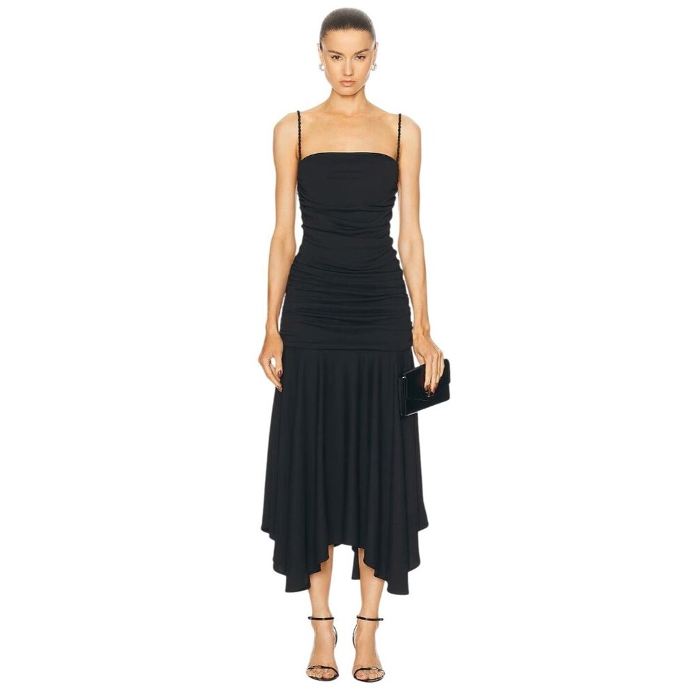 Interior The Viradora Dress in Midnight Small New Womens Crepe Midi
